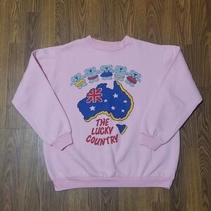Vtg 80s/90s News Breakers Pink Crewneck Sweatshirt Women’s Large Aussie Made C76